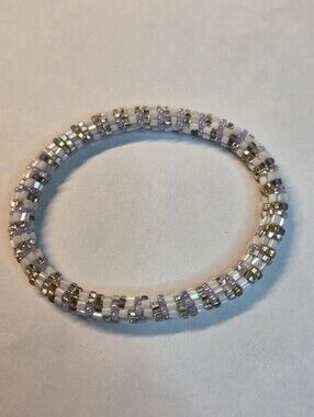Lily & Laura White & Silver Beaded Bracelet